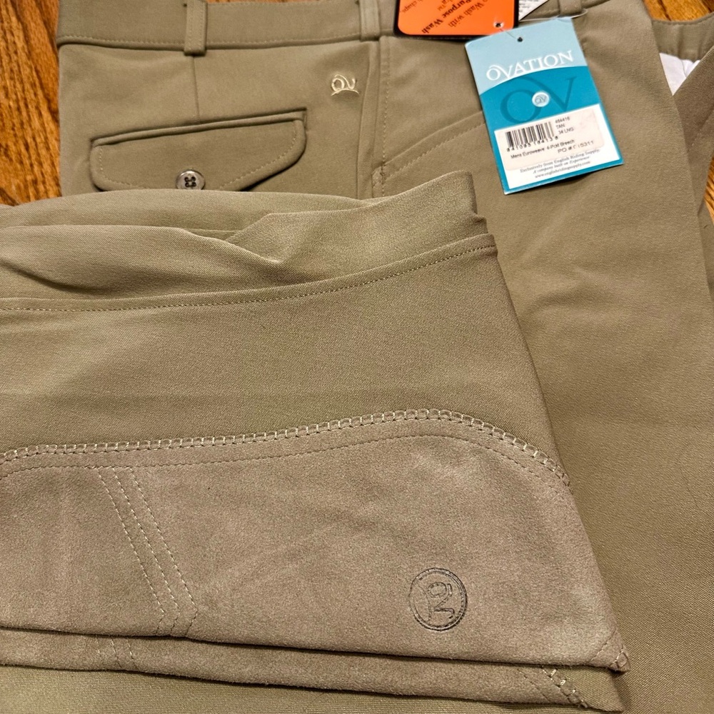 Ovation Men's tan 34 long euroweave 4-pocket breech